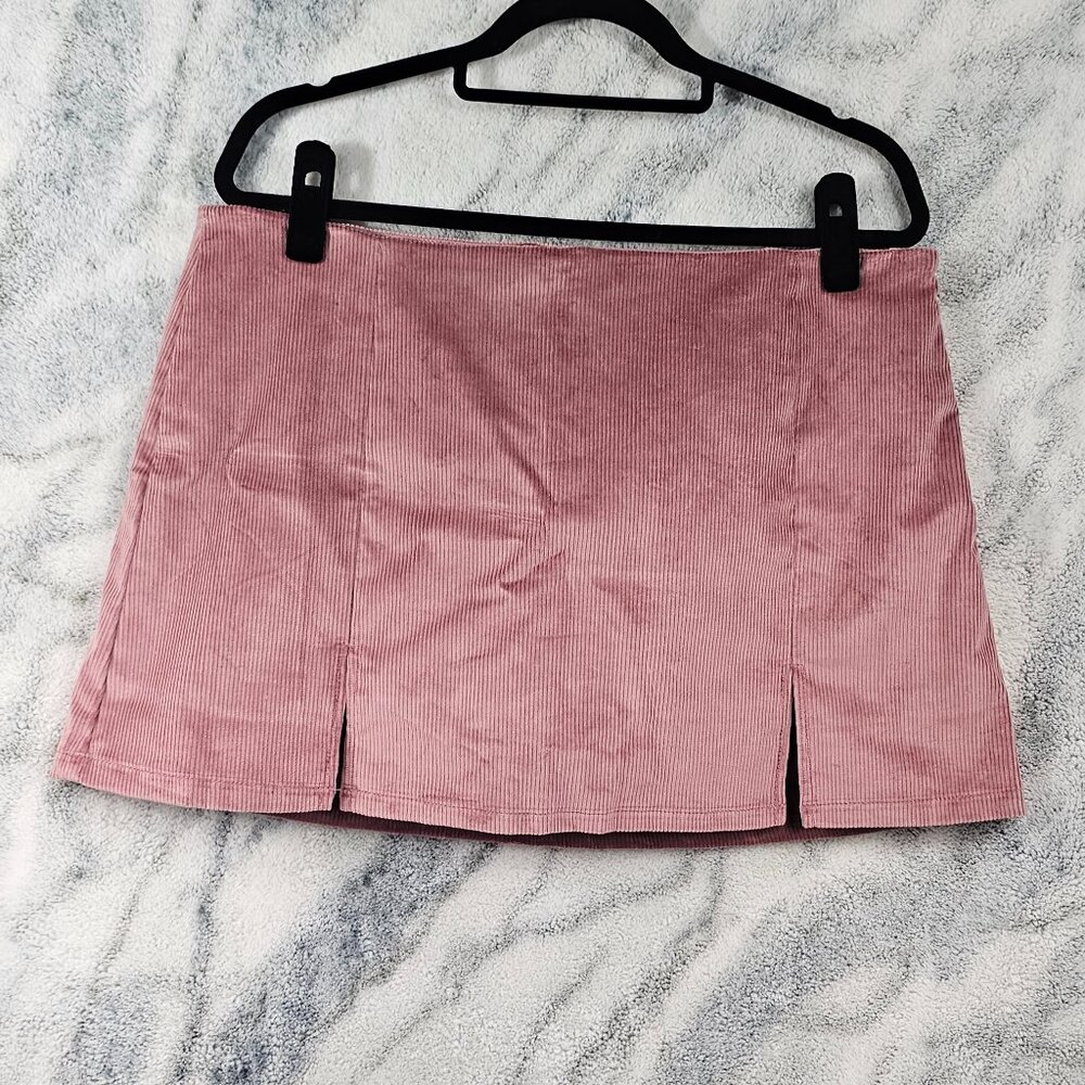 Dolls Kill Delia's XXL Pink Corduroy Mini Skort Side Slits Skirt with Shorts